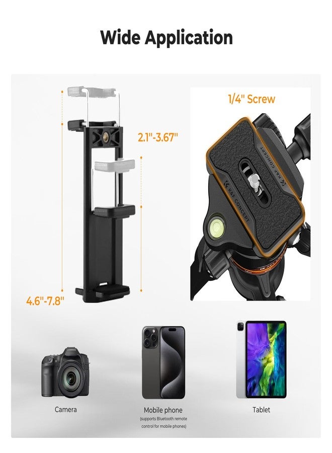 K&F Concept 75.6 inch/192cm Camera Tripod, Heavy Duty DSLR Tripods with 360 Degree Ball Head Load Capacity 8kg/17.6lbs, Detachable Monopod, Cellphone Clip for Smartphone O275A5+BH-36 - Image 5